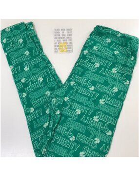 LuLaRoe St. Patrick's Day Leggings Green & White Mighty Irish OS